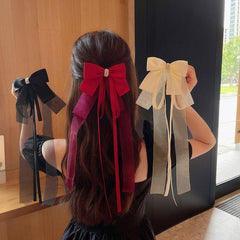 Wholesale Women's Casual Sweet Commute Bow Knot Fabric Gauze Hair Clip - ChicMeto