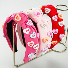 Wholesale Women's Cute Sweet Letter Heart Shape Plastic Cloth Hair Band - ChicMeto