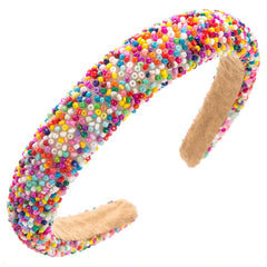 Wholesale Women's Elegant Irregular Beaded Cloth Sponge Inlay Beads Hair Band - ChicMeto