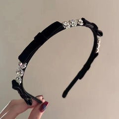 Wholesale Women's Simple Style Bow Knot Velvet Inlay Rhinestones Hair Band - ChicMeto