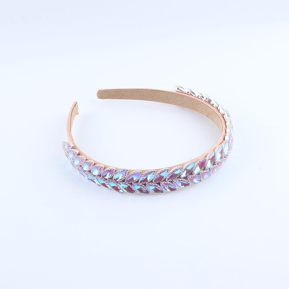 Wholesale Women's Simple Style Color Block Plastic Inlay Rhinestones Hair Band - ChicMeto