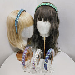 Wholesale Women's Simple Style Color Block Plastic Inlay Rhinestones Hair Band - ChicMeto