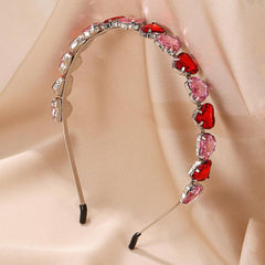 Wholesale Women's Sweet Heart Shape Alloy Plating Inlay Artificial Gemstones Hair Band - ChicMeto