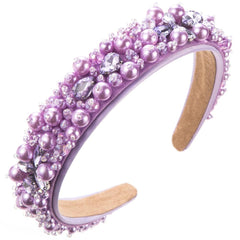 Wholesale Women's Vacation Modern Classic Style Round Water Droplets Alloy Cloth Beaded Inlay Glass Drill Pearl Hair Band - ChicMeto