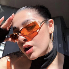 Wholesale Y2K Hip-hop Solid Color PC Square Full Frame Women's Sunglasses - ChicMeto