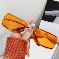 Wholesale Y2K Hip-hop Solid Color PC Square Full Frame Women's Sunglasses - ChicMeto